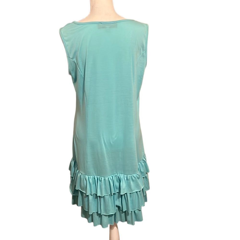NWT Desert Casual size medium turquoise sleeveless ruffled hem knit dress - Picture 4 of 8